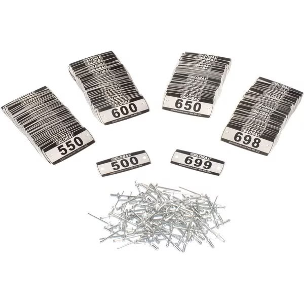Locker Number Plate Kit, Numbered 500-699, 200PK, Global Industrial, Mfr#: 493411A